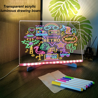 Support en Acrylique LED Veilleuse Créative Tableau à Dessin pour Enfants Message Effaçable Écriture Couleur Chaude Note Tactile Cadeau pour Chambre et Maison