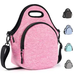 Borsa da pranzo in Neoprene stampata personalizzata per adulti con spalline regolabili con cerniera borsa isolante riutilizzabile