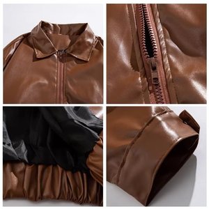 Jaqueta de Couro Masculina com Gola Alta, <span class=keywords><strong>Cardigan</strong></span>, Jaqueta de Motocicleta, Casaco de Primavera por Atacado - Product Image 5