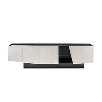 Meuble TV en verre trempé de luxe italien, meuble de salon en bois massif pour villa, meuble TV moderne et simple