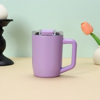 Cadeau d'entreprise de Noël, tasse à café en acier inoxydable de 15 oz, à double paroi isolée, gobelet à lait de bureau avec poignée