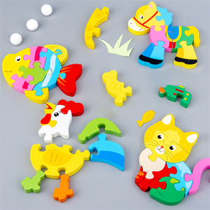 Giocattoli educativi di apprendimento precoce del bambino di vendita diretta del produttore dei giocattoli di puzzle 3D del fumetto di legno all'ingrosso <span class=keywords><strong>Montessori</strong></span> - Product Image 4