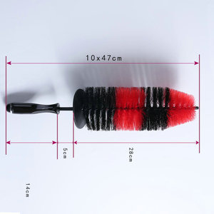 Ujushi Wheel <b>Brush</b> 47cm Red Black Double Wire Car <b>Cleaning</b> Tool - Product Image 2