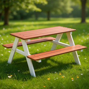 Table de pique-nique carrée en bois pour enfants, 4 places, design rustique durable pour usage extérieur dans le jardin - Product Image 2