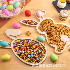 Plateau de service en bois en forme de lapin, couleur naturelle, décoration de Pâques pour les aliments et le café - Product Image 5