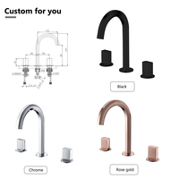 Robinet Mitigeur Moderne Chaud/Froid pour Lavabo, Robinet de Lavabo en Laiton Doré Rose pour Salle de Bain, Robinet de Lavabo en Céramique