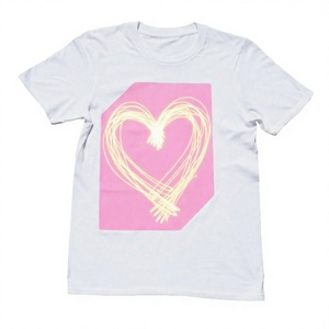 Camiseta Luminosa con Estampado de Corazón para Hombre, Cuello Redondo, Manga Corta, Tejida, con Gráficos, Logotipo Personalizado, Pedido al por Mayor - Product Image 2