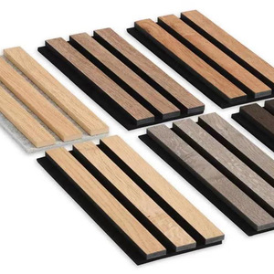 Panel de rejilla absorbente de sonido compuesto de madera maciza de fibra de poliéster, Panel de decoración de pared para uso doméstico y comercial, - Product Image 5