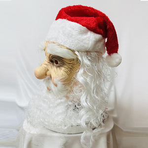 Neueste Weihnachts mann Hut Latex Maske Weihnachts kostüm Weißer Bart Weihnachten Kopf bedeckung Halloween Party Performance Prop Masken - Product Image 4