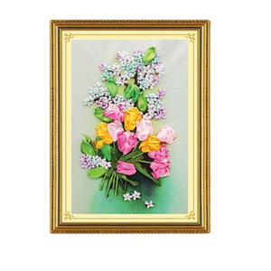 Nouveau kit d'art mural DIY en tissu Oxford 3D cousu à la main avec motif de bouquet pour salon, chambre à coucher, bureau - Product Image 5