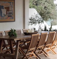 Ensemble de table et chaises pliantes en bois massif pour jardin, résistant aux intempéries, en teck, pour balcon