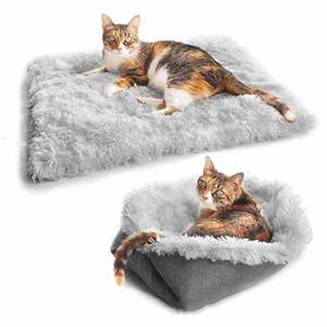 Kunstlinnen verwarmingsmat voor huisdieren met waterdichte basis, pluche fleece verwarmingslaag voor kleine hondenbench en kattenbed, winter en alle seizoenen - Product Image 1