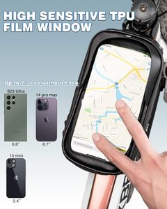 Sacoche de vélo étanche 6,5 pouces pour cadre <span class=keywords><strong>avant</strong></span> avec support de téléphone pour hommes, compatible iPhone, accessoires de cyclisme - Product Image 3