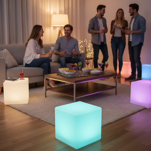 Puf y Otomana Modernos de Plástico con Tapicería de Tela e Iluminación LED para Sala de Estar, Muebles para el Hogar - Product Image 2