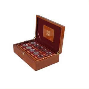 Boîte de rangement de luxe en bois écologique faite à la main, dorée/argentée, coffre au trésor, emballage pour collection de pièces de monnaie, MDF rectangulaire - Product Image 2