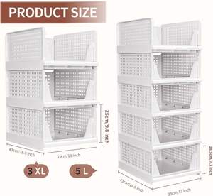 Stackable Rectangle Injection-Molded Plastic Pull-out Closet Wardrobe Shelves <b>Storage</b> Organizer for Home - Product Image 4