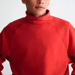 Sweat-shirt à col montant surdimensionné en coton 100% tricoté, écologique, uni, imprimé, pour homme, saison hivernale - Product Image 4