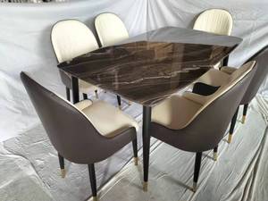Juego de diseño de fabricación de mesa de comedor de 6 plazas con sillas mesa de mármol rectangular de lujo para restaurante - Product Image 3