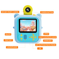 Mini Impresora Térmica Infantil con Diseño de Oso, Impresión Instantánea, Cámara Digital de Fotos y Vídeo, Función MP3, MicroSD, Zoom Óptico 10x-20x