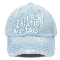 Gorra deportiva con logotipo personalizable, sin estructura, lavada, estilo béisbol, de mezclilla, tipo 'Dad Hat', con efecto desgastado