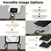 Sangle de téléphone multifonctionnelle souple de qualité supérieure, réglable en longueur, avec attache robuste pour clés et musique