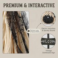 Panneau de bienvenue lumineux en paille synthétique avec balai de sorcière dansante, décor pour maison hantée d'Halloween, accessoire de fête à piles, vente en gros