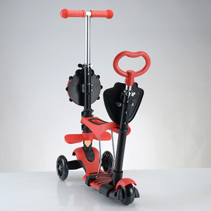 Patinete 3 en 1 para niños, patinete infantil con asiento, carrito <span class=keywords><strong>de</strong></span> juguete para exteriores, patín intermitente <span class=keywords><strong>de</strong></span> <span class=keywords><strong>tres</strong></span> <span class=keywords><strong>ruedas</strong></span> con <span class=keywords><strong>ruedas</strong></span> <span class=keywords><strong>de</strong></span> PU - Product Image 4