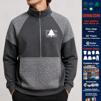 Sweat-shirt à demi-zip color-block avec logo imprimé DTF de bonne qualité, épaules tombantes, chaud et décontracté, sweat-shirt à quart de zip de haute qualité pour hommes