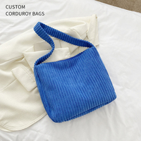 Sac fourre-tout en velours côtelé écologique personnalisé pour femmes avec fermeture éclair, poche intérieure et logo imprimé – Vente en gros directe usine