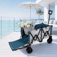Chariot pliable élargi robuste pour le camping avec roues tout-terrain, chariot utilitaire pliable 200 kg pour usage extérieur