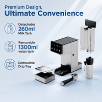 Machine à expresso électrique entièrement automatique programmable en acier inoxydable 20 bars avec moulin intégré 1350W, mousseur à lait professionnel, usage domestique, UE