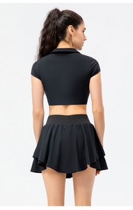 Rok Golf tenis wanita, set rok tenis longgar ramah lingkungan lengan pendek lembut musim panas untuk Gym Fitness - Product Image 5
