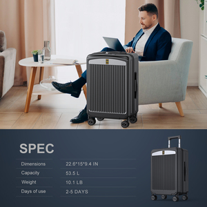 Valise cabine de luxe pour affaires, 20 pouces, haute qualité, en polycarbonate, avec roulettes pivotantes, légère, poignée réglable, fermeture éclair YKK, OEM/ODM - Product Image 6