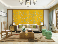 3D geprinte Chinese schilderkunst stijl bloemen vogel zijden wandmuurschildering voor slaapkamer en eetkamer waterdicht milieuvriendelijk
