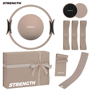 Pilates Accessories Kit Custom Logo Milk Tea Gym Stretch Band Fabric Resistance Band Magic <strong>Circle</strong> Yoga Block Pilates <strong>Ring</strong> - Product Image 3