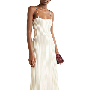 Abito <span class=keywords><strong>da</strong></span> <span class=keywords><strong>sera</strong></span> elegante <span class=keywords><strong>da</strong></span> donna a pieghe abito Midi semplice ma sensuale in maglia a coste - Product Image 5
