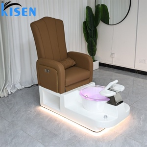 KISEN Luxury Modern <b>Brown</b> Whirlpool Pedicure <b>Chair</b> Spa Massage Foot Care <b>Chair</b> for Nail Salon Pedicure <b>Chairs</b> with Jet and LED - Product Image 1