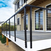 Kit de système de garde-corps à câbles pour escalier, monté latéralement, en acier inoxydable noir, personnalisable, 42 pouces, design moderne, pour hôtel, balcon, appartement