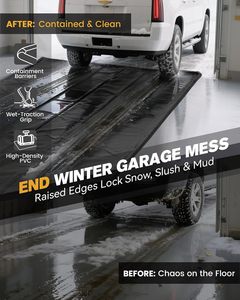 Tapis de garage, tapis de confinement pour sous la voiture avec bord surélevé, imperméable, antidérapant, PVC robuste pour le sol contre la <span class=keywords><strong>neige</strong></span> - Product Image 2