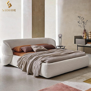 Moderno minimalista lino King Queen Size Queen Bed Frame camera da <span class=keywords><strong>letto</strong></span> Set di mobili in velluto imbottito in pelle - Product Image 3