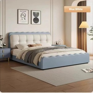 Ensemble de mobilier de chambre à coucher style crème français 2026, lit capitonné nuage français pour chambre principale avec tête de lit haute, design élégant - Product Image 3