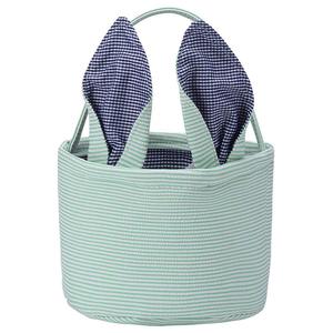 Easter Basket Seersucker Egg Hunt Bunny Baskets for Kids with Cute Rabbit Ears Stripe Storage Gifts Candies Personalized Easter