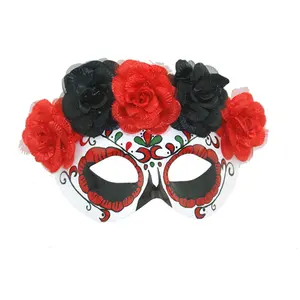 メキシコの死者の日ハーフフェイスフラワーマスクカーニバルコスプレ仮面舞踏会女性パーティーウエディングマスク
