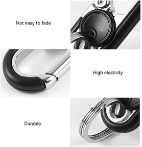 Porte-clés de voiture en acier inoxydable robuste avec détails raffinés, anneau métallique anti-perte, boucle à haute élasticité, accessoire de luxe, prêt à expédier (RTS) - Product Image 4