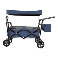 Chariot pliant robuste pour l'extérieur à 2 places avec auvent, chariot utilitaire pliable