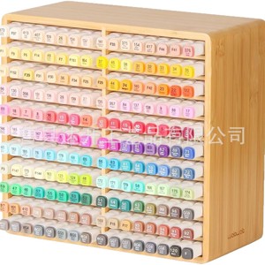 Wooden Marker <b>Storage</b> Rack Multi Tier Desktop Organiser For <b>Drawing</b> Pens Watercolor Brushes Stationery Holder 20 Capacity - Product Image 1