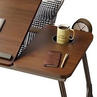 Bureau portable pliable en bois réglable en hauteur pour ordinateur portable, idéal pour la maison, le bureau, l'étude, le travail, la chambre, le canapé, le dortoir