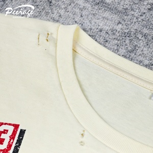 PEERAGE Manufacturer Custom Men's Oversize DTG Print <strong>Cream</strong> Box Cut Tee <strong>Tshirt</strong> 100% Cotton Distress Boxy Fit Crop T-shirt for Men - Product Image 4