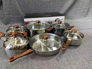 Alman paslanmaz çelik yapışmaz TENCERE SETİ 12 adet kazan güveç tava pişirme kızartma tencere ile demlik juego de ollas - Product Image 4