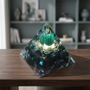 Malachite <b>Crystal</b> <b>Sphere</b> Orgonite Pyramid 60mm Carved Healing Decor Gift - Product Image 2